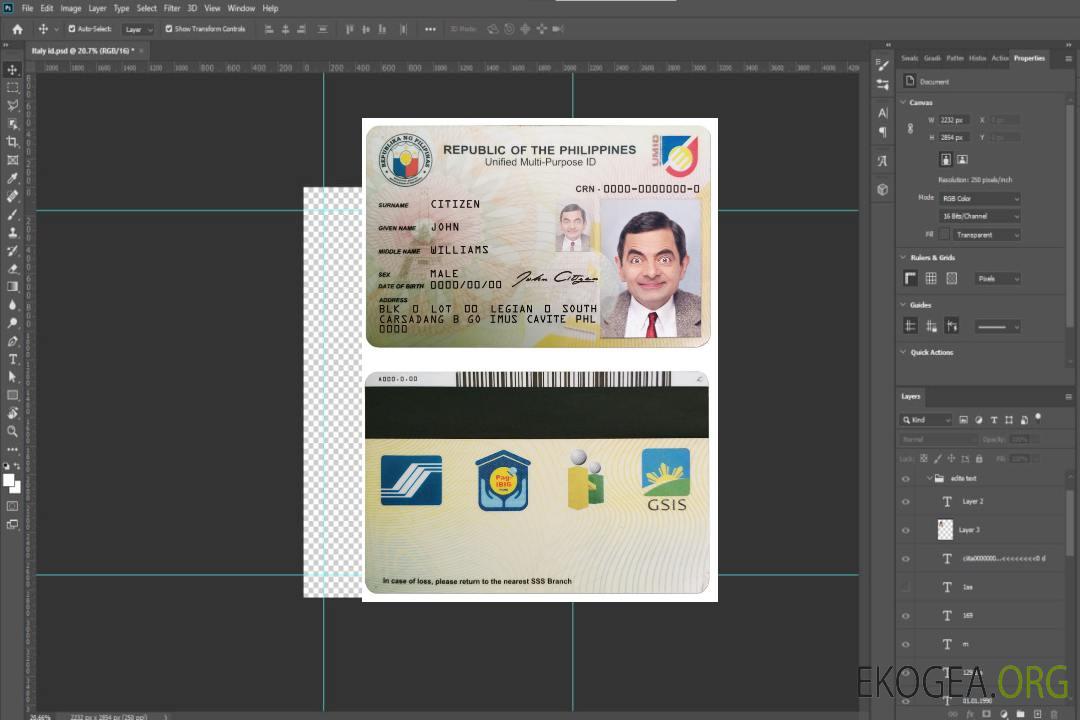 Carte d'identité des Philippines template Carte d'identité des Philippines template